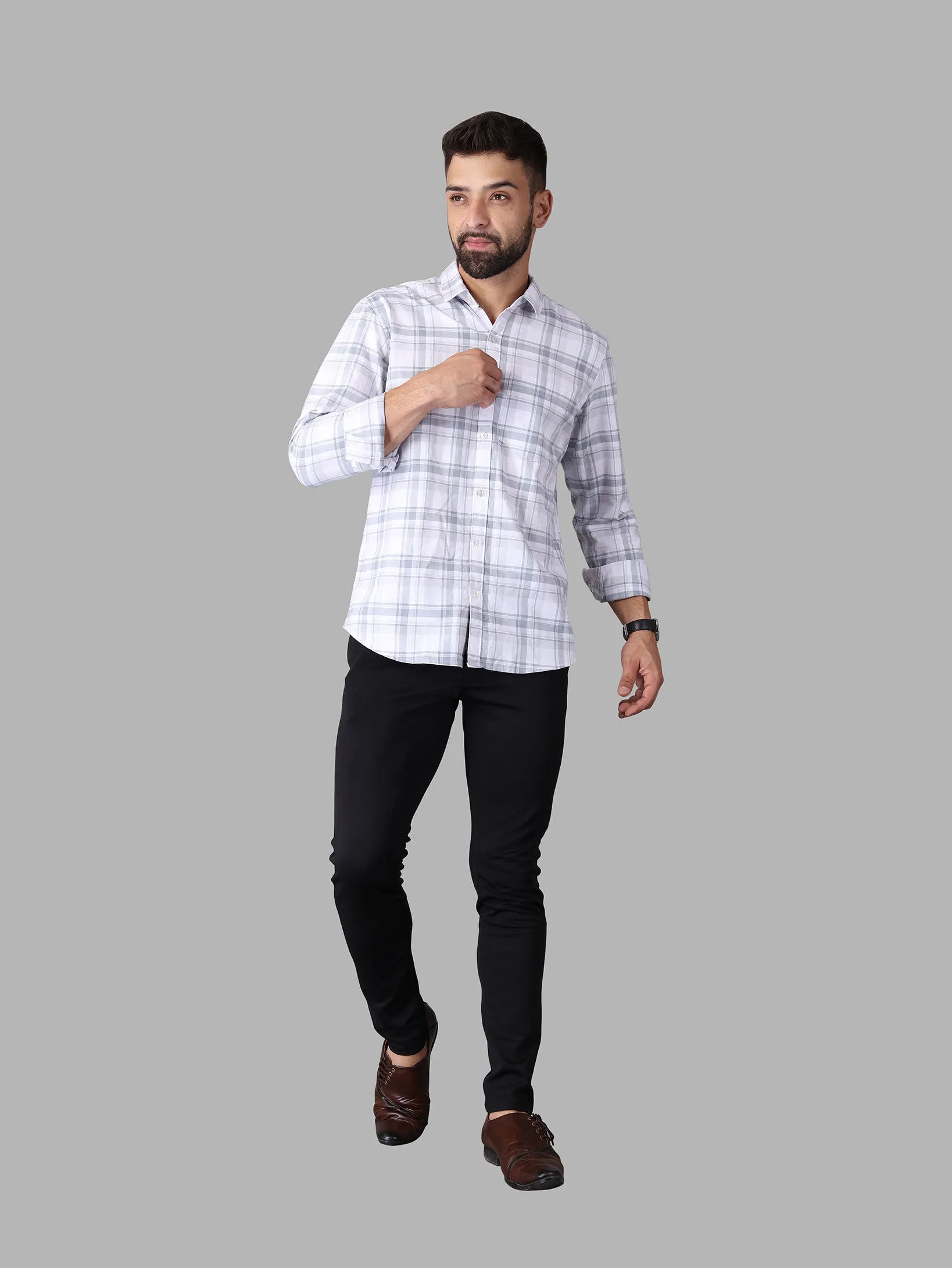 Grey with Shades Madras Check Cotton Shirt