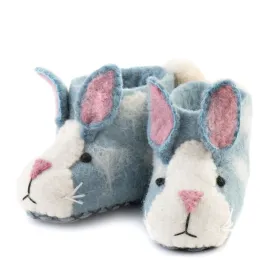 Hand Sewn Children's Blue Rabbit Slippers