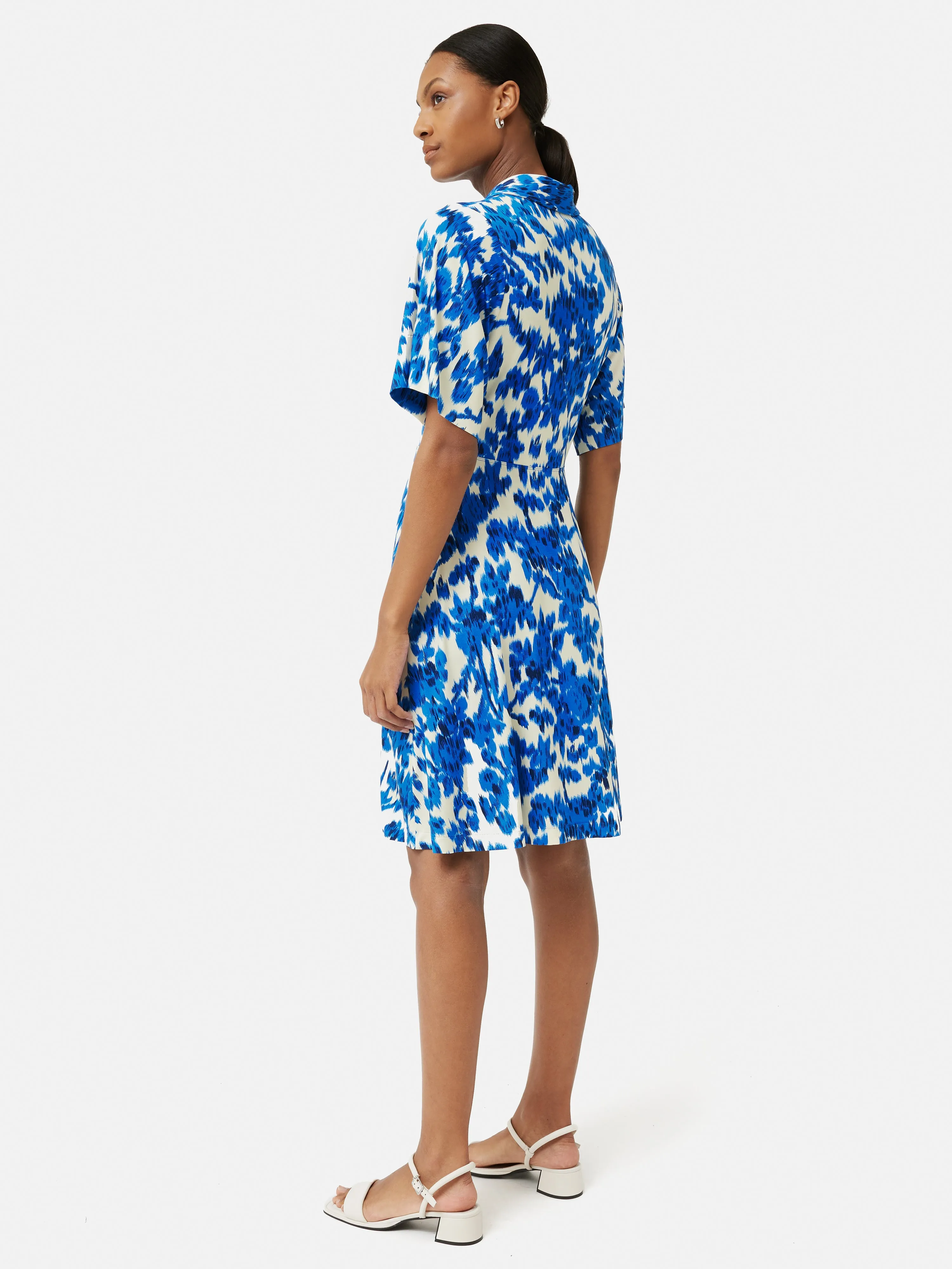 Ikat Posy Jersey Shirt Dress | Blue