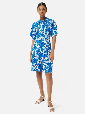 Ikat Posy Jersey Shirt Dress | Blue