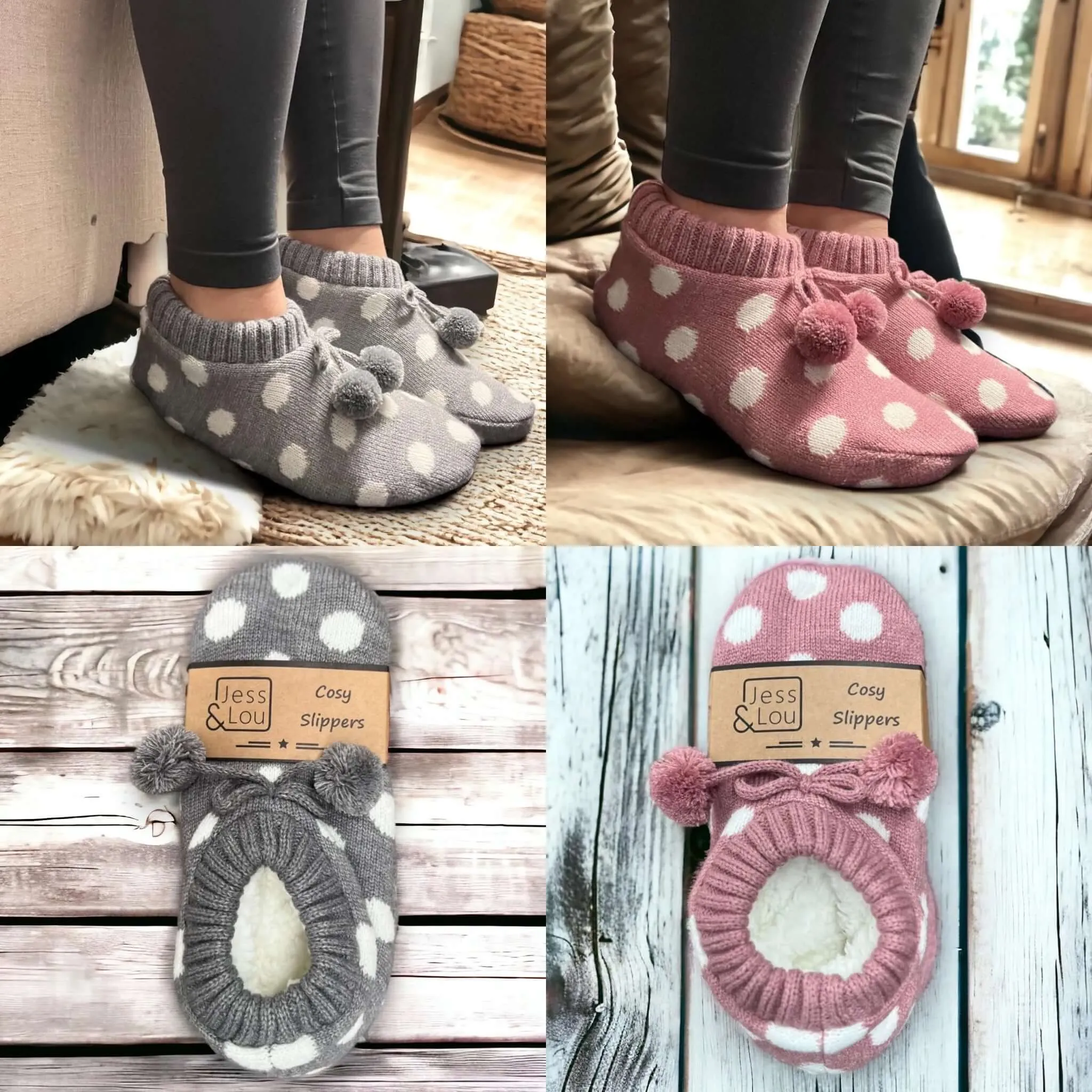 Jess & Lou - Splendid Spots Super Cosy Slippers