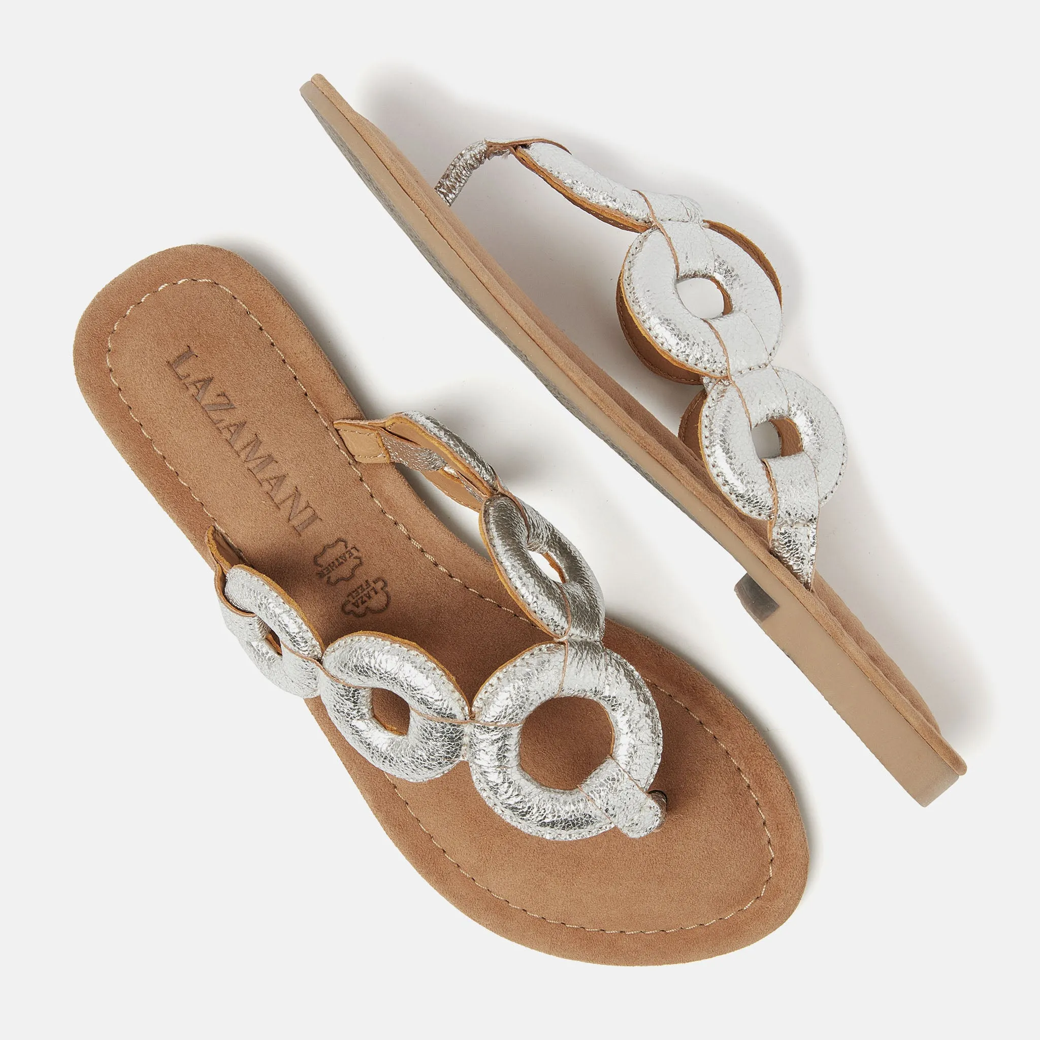 Juliet Leren Dames Slippers Silver