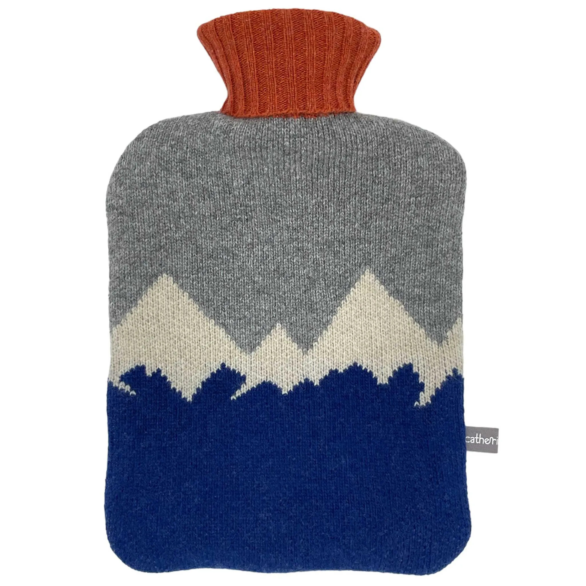 Lambswool Hot Water Bottle Cover - Grey & Orange Mountains