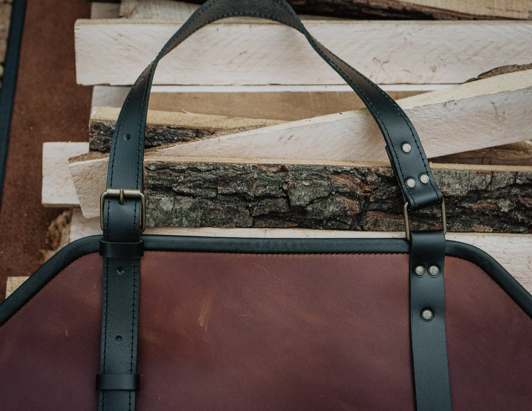 Leather Firewood Log Carrier | Handcrafted | Personalised Gift