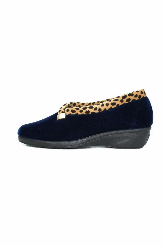 Lunar Paloma Navy Ocelot Trim Slipper KLA005