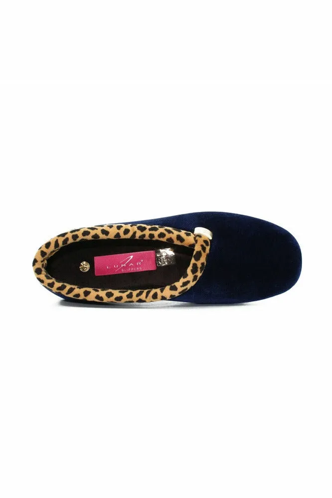 Lunar Paloma Navy Ocelot Trim Slipper KLA005