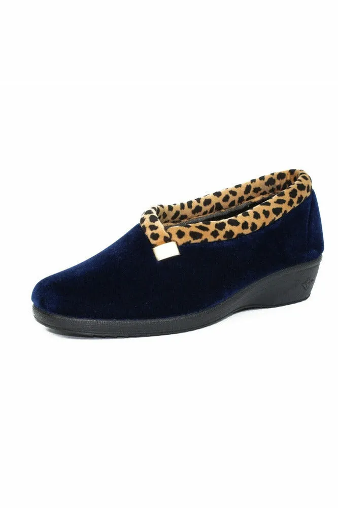 Lunar Paloma Navy Ocelot Trim Slipper KLA005