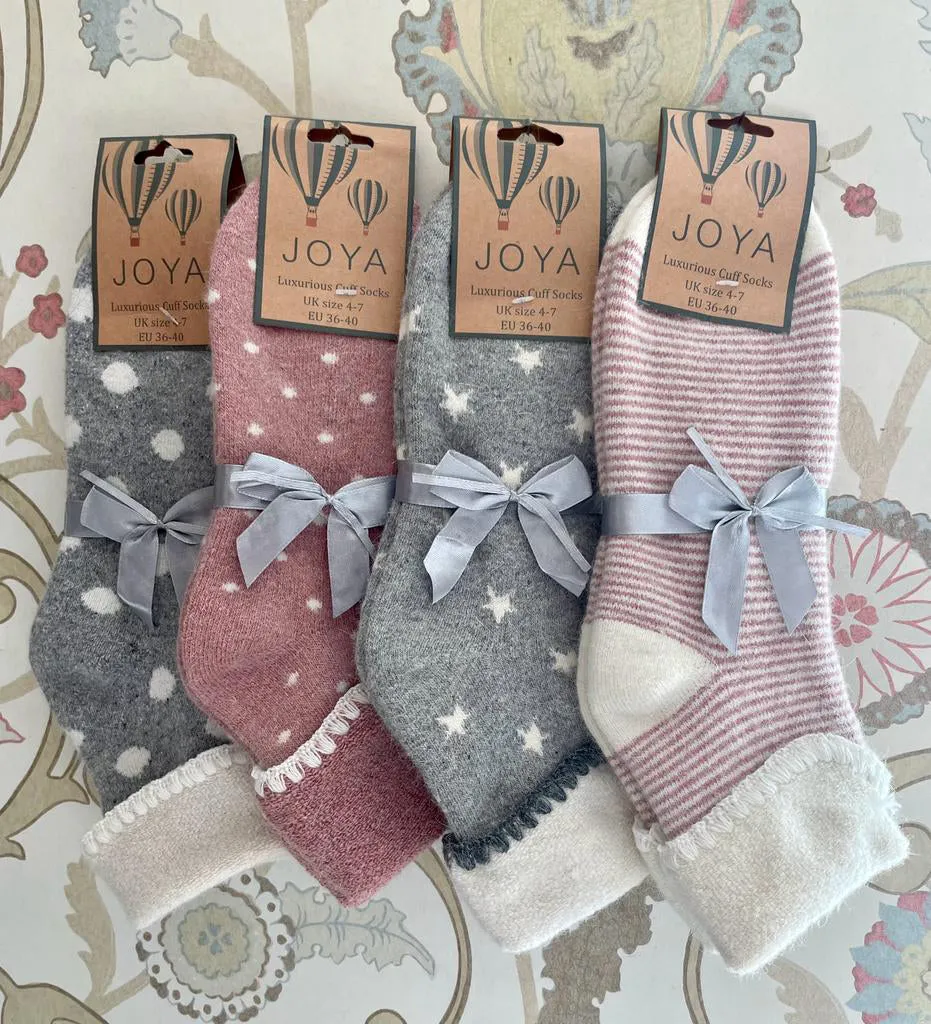 Luxurious Cuff House Socks in Tiny Dots