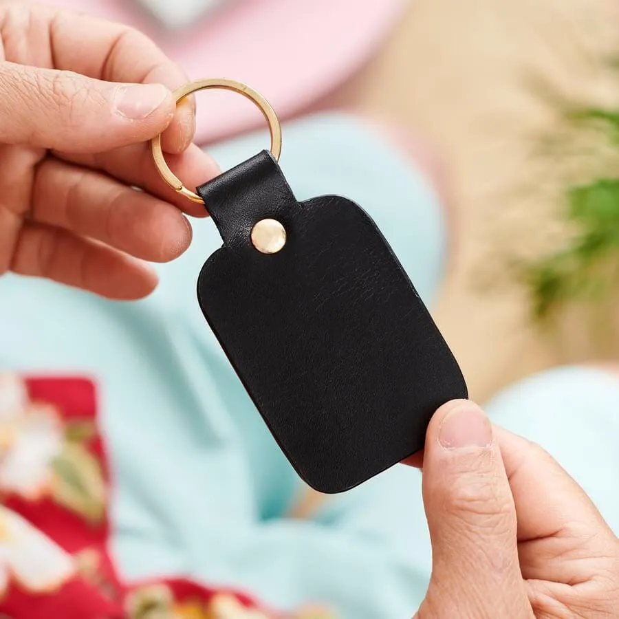 Luxury Leather Key Ring with Childs Drawing