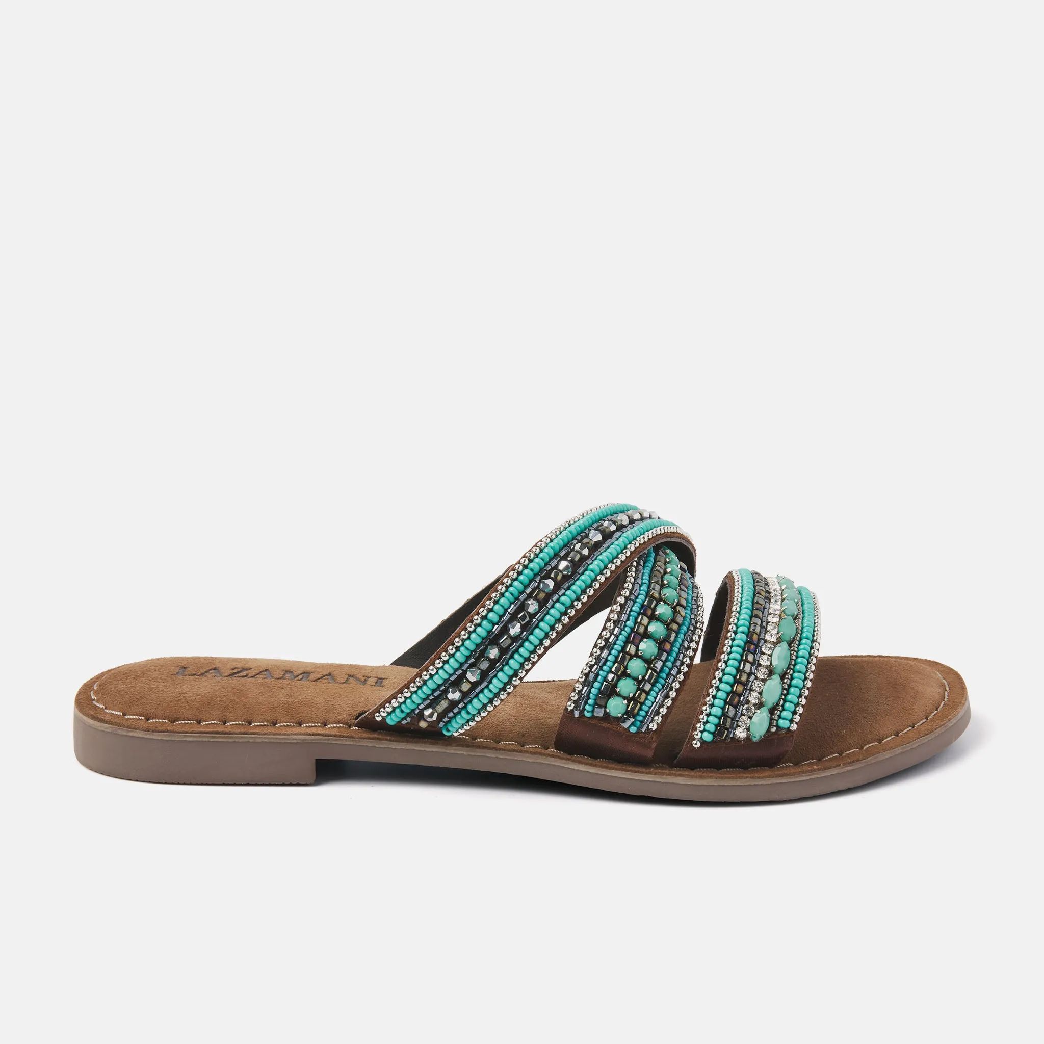 Marlin Leren Dames Slippers Aqua