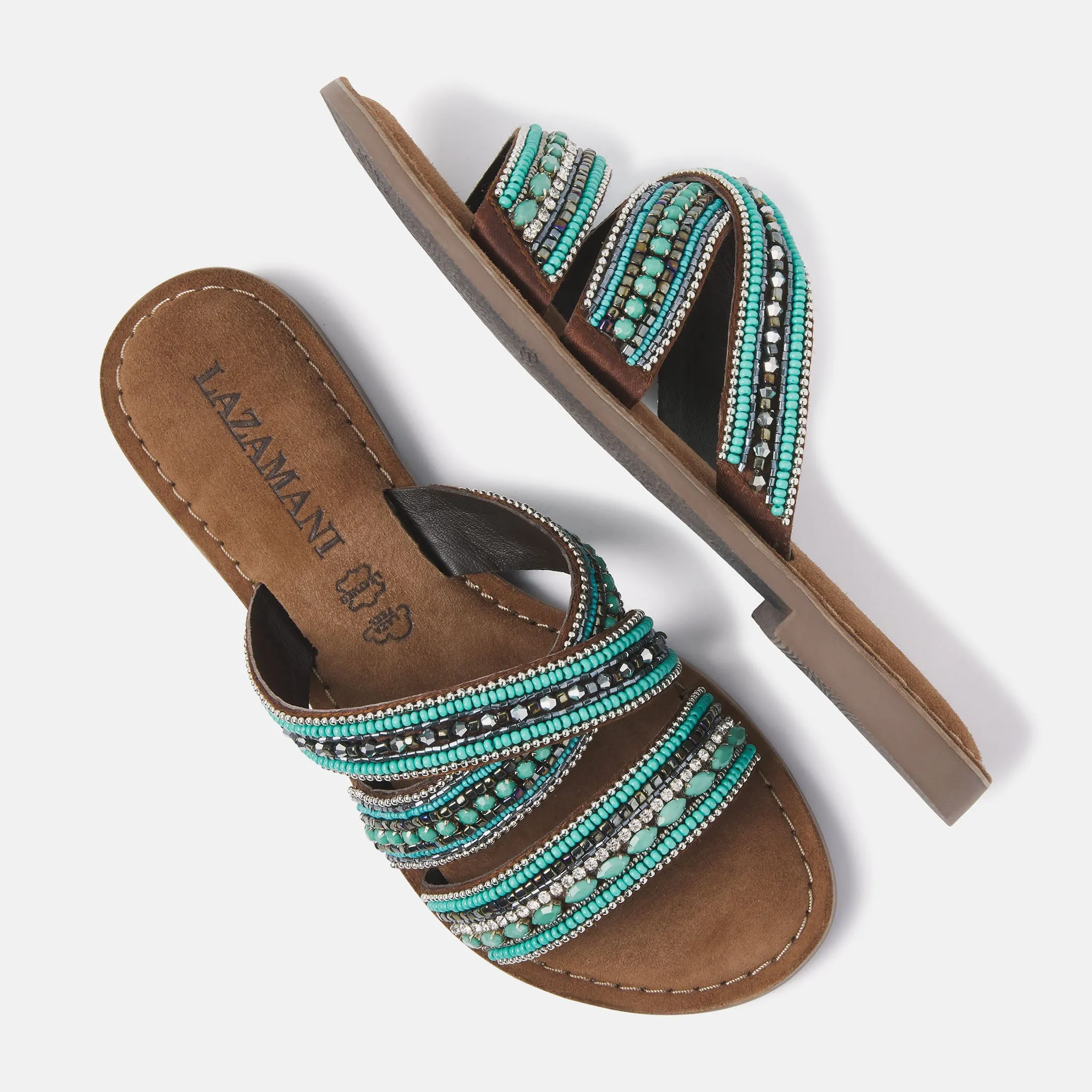 Marlin Leren Dames Slippers Aqua