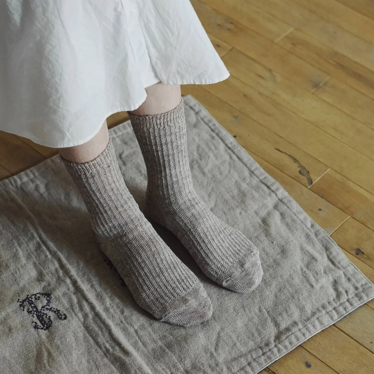 Memeri Ribbed Socks - Linen (Adults)