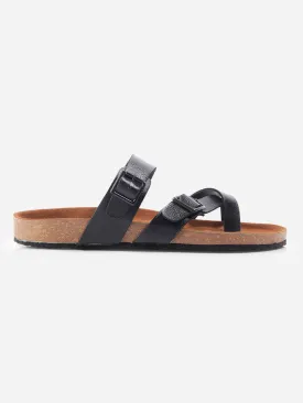 Men's Black Double Band Strap Comfort Sandals (IX5012)