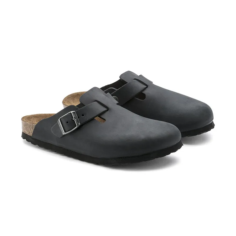 Men's Boston Soft Footbed Black Oiled Leather