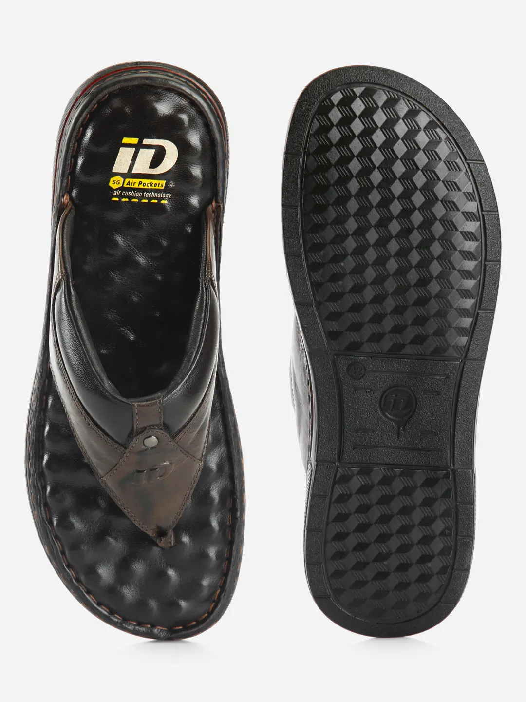 Men's Brown 56 Air Pocket Footbed Thong Sandal (ID4164)