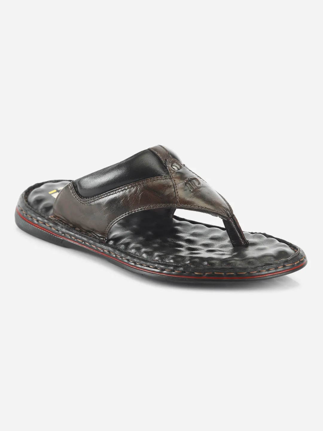 Men's Brown 56 Air Pocket Footbed Thong Sandal (ID4164)