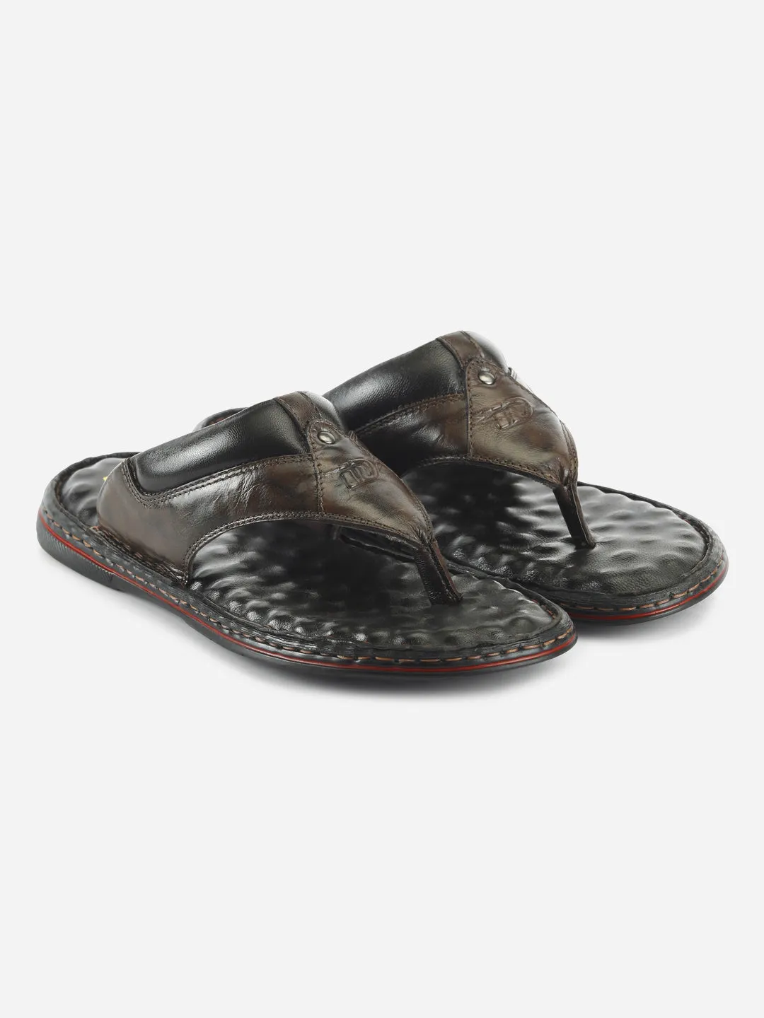 Men's Brown 56 Air Pocket Footbed Thong Sandal (ID4164)