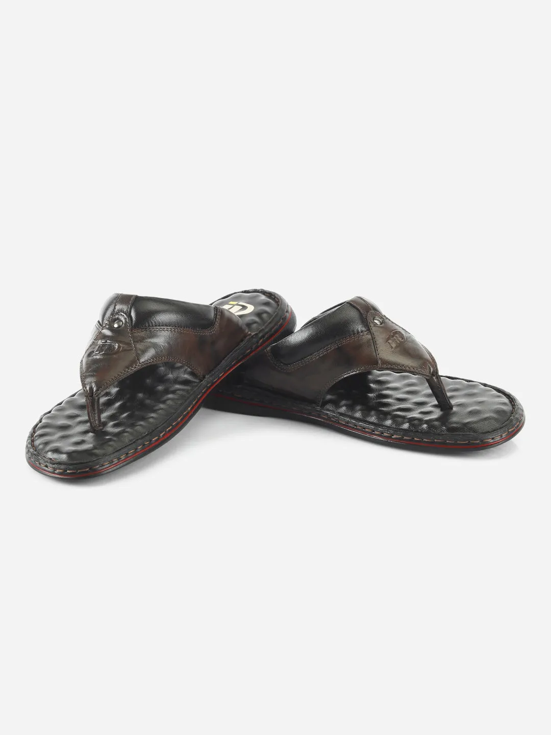 Men's Brown 56 Air Pocket Footbed Thong Sandal (ID4164)