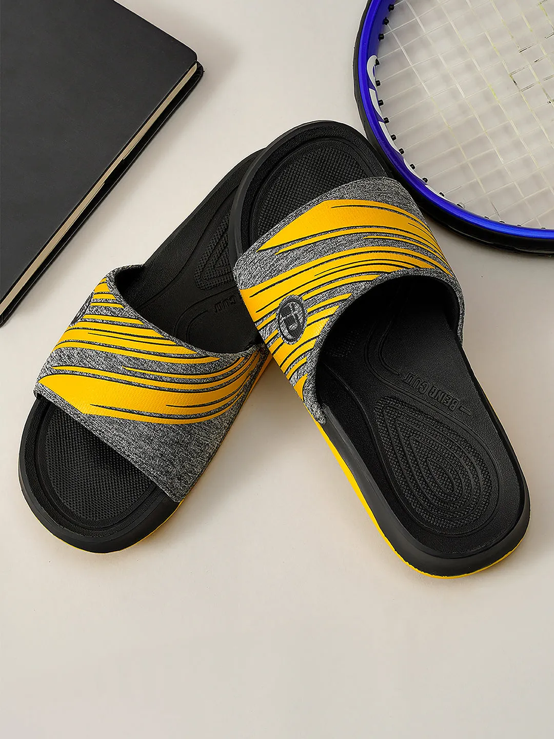 Men's Graphic Print Yellow Slider (ID5206)