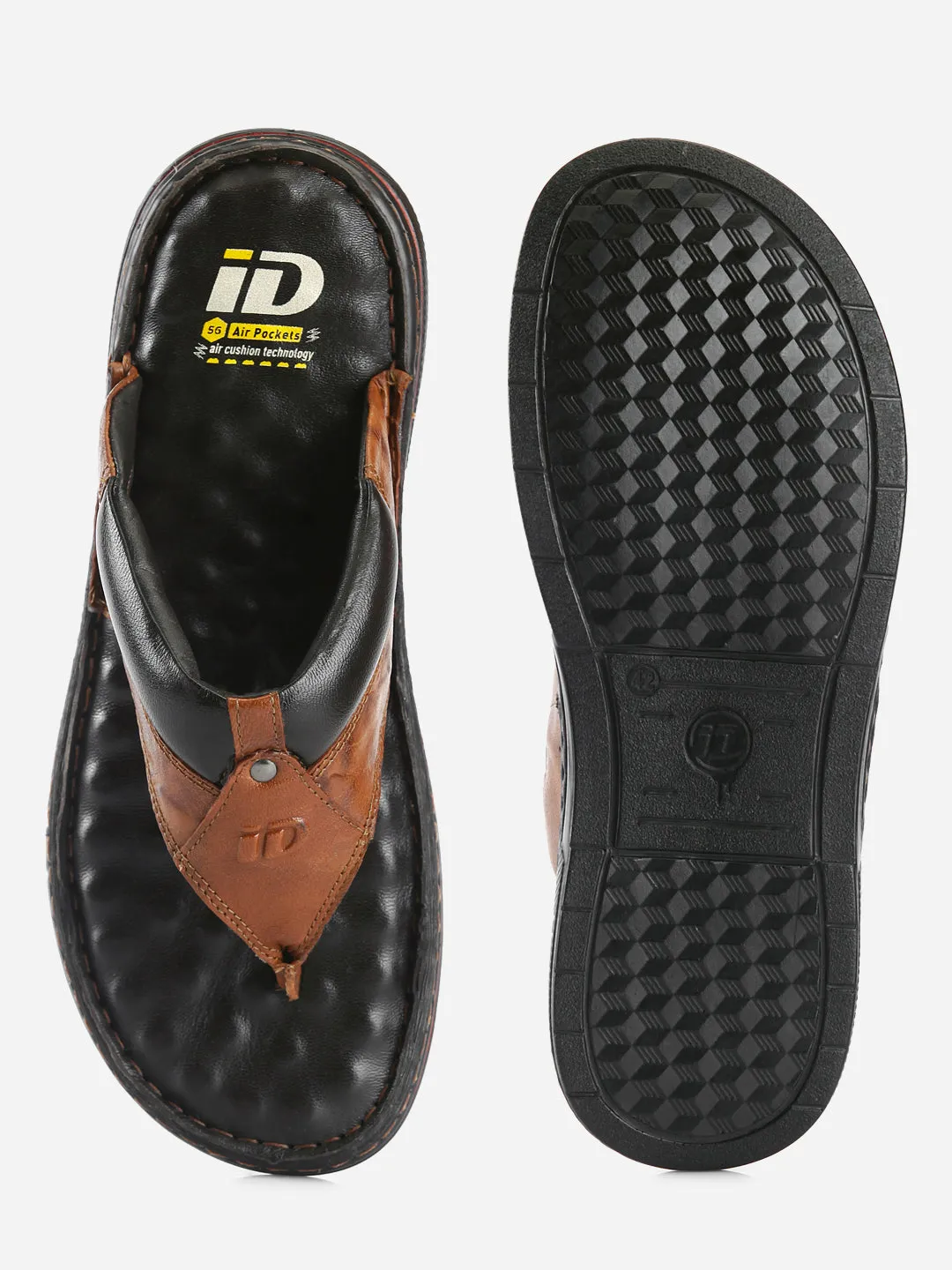 Men's Tan 56 Air Pocket Footbed Thong Sandal (ID4164)