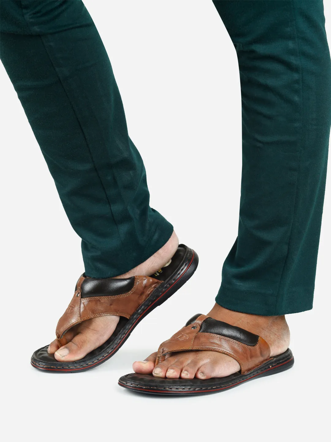 Men's Tan 56 Air Pocket Footbed Thong Sandal (ID4164)