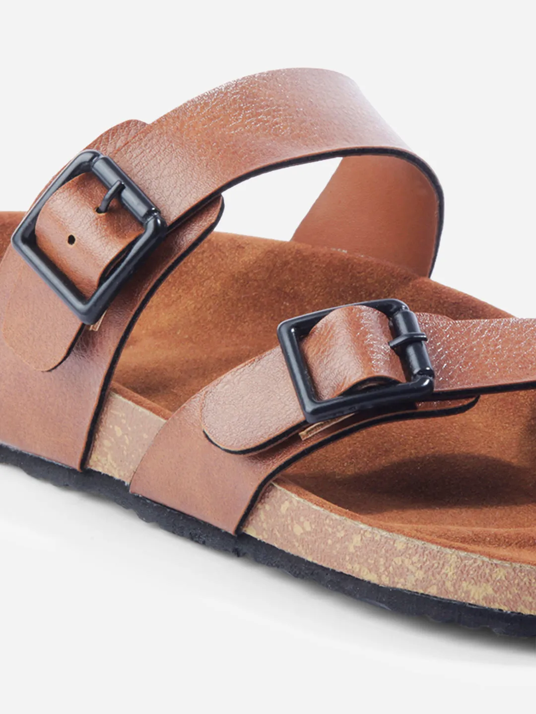 Men's Tan Double Band Strap Comfort Sandals (IX5012)