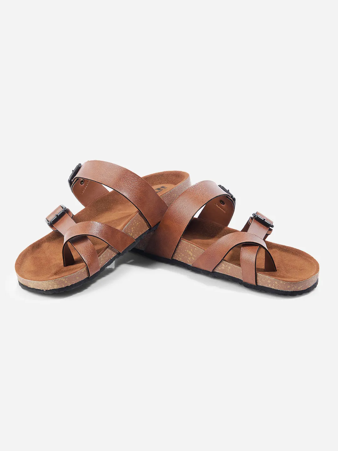 Men's Tan Double Band Strap Comfort Sandals (IX5012)