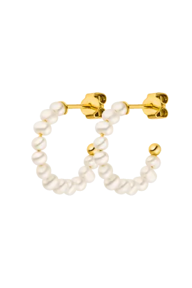 Mini Pearl Hoops 14K Gold Plated