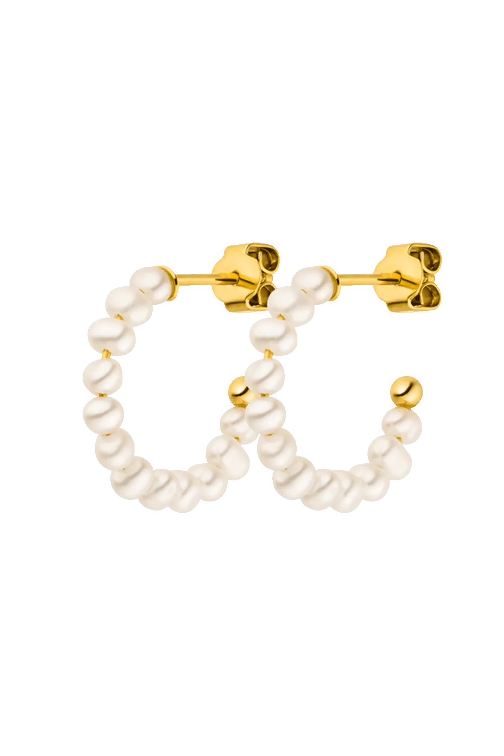 Mini Pearl Hoops 14K Gold Plated