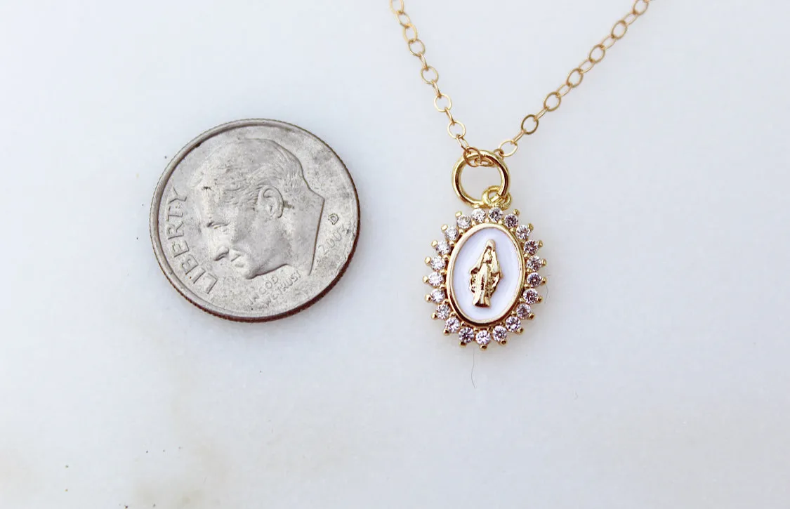 Mother Mary Necklace in White