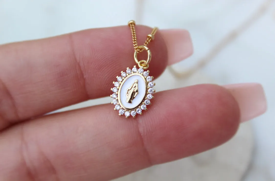 Mother Mary Necklace in White