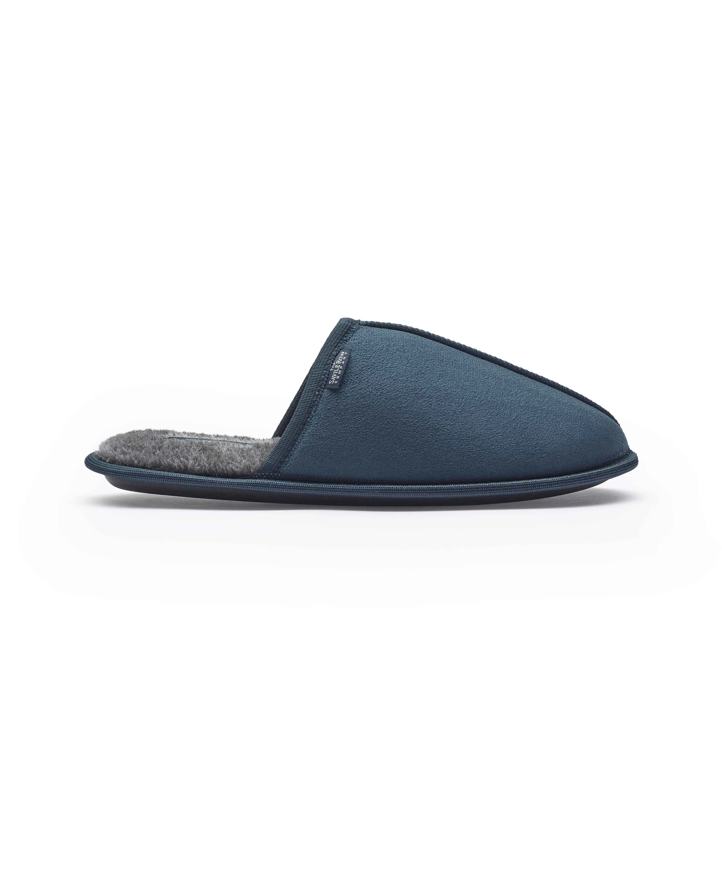 Navy Microsuede Mule Slippers