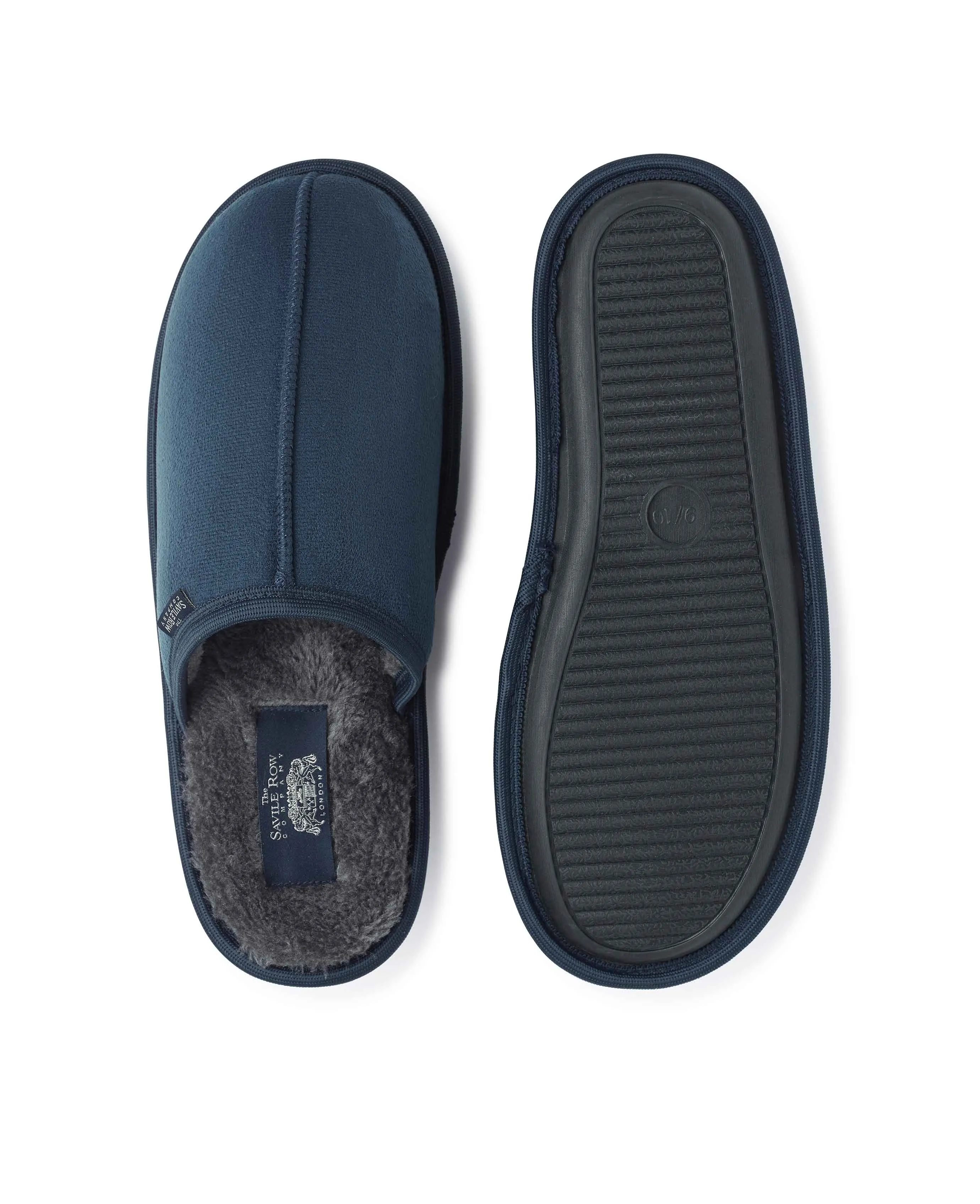 Navy Microsuede Mule Slippers