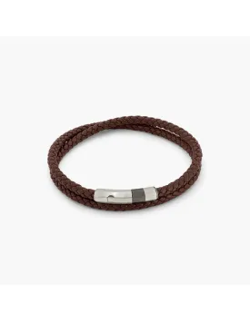 Octagon Click Pelle Bracelet | Brown & Sterling Silver