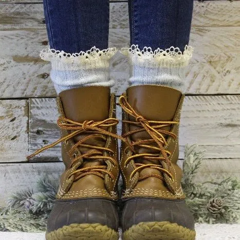 ORGANIC  lace boot socks - Carolina blue