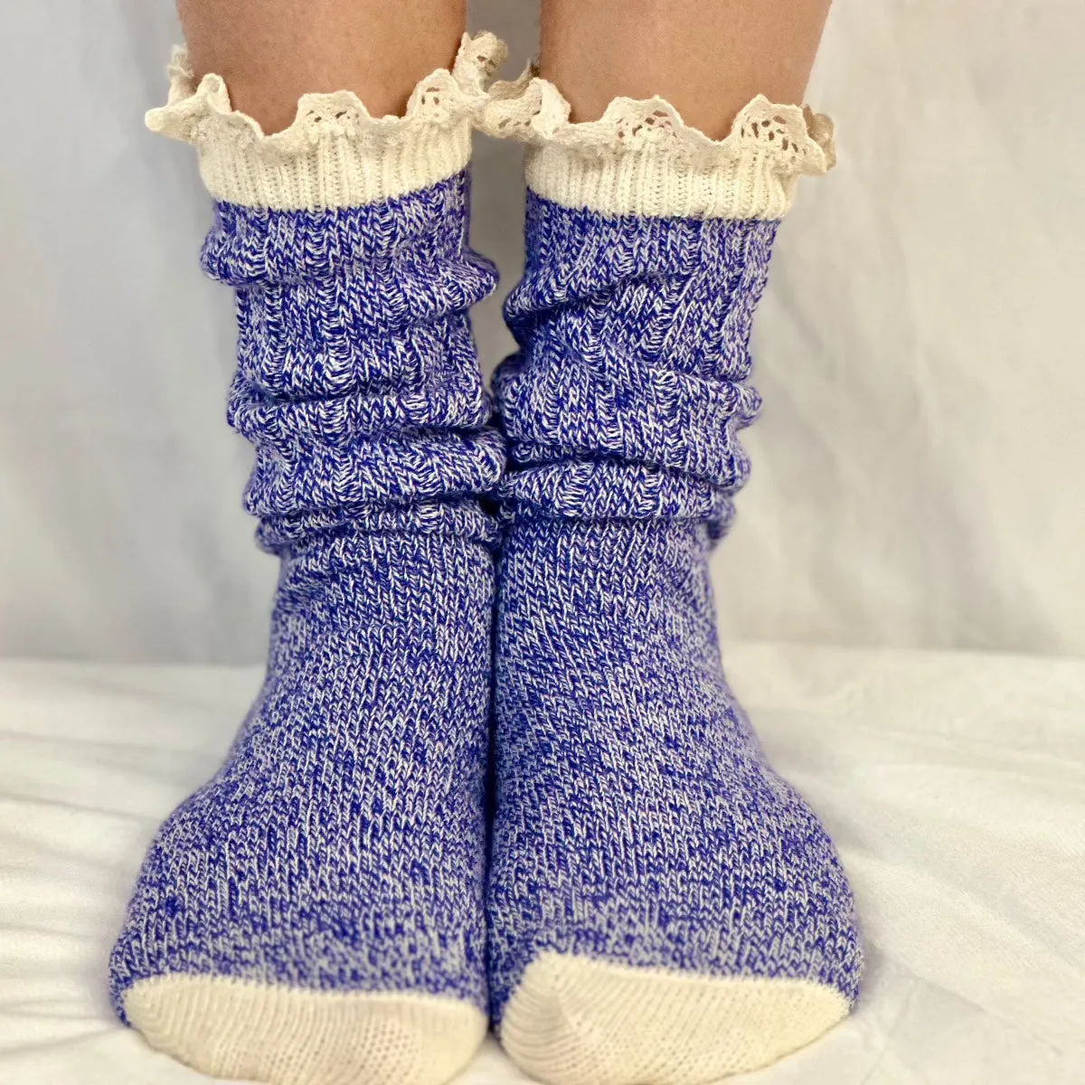 ORGANIC  lace boot socks - purple