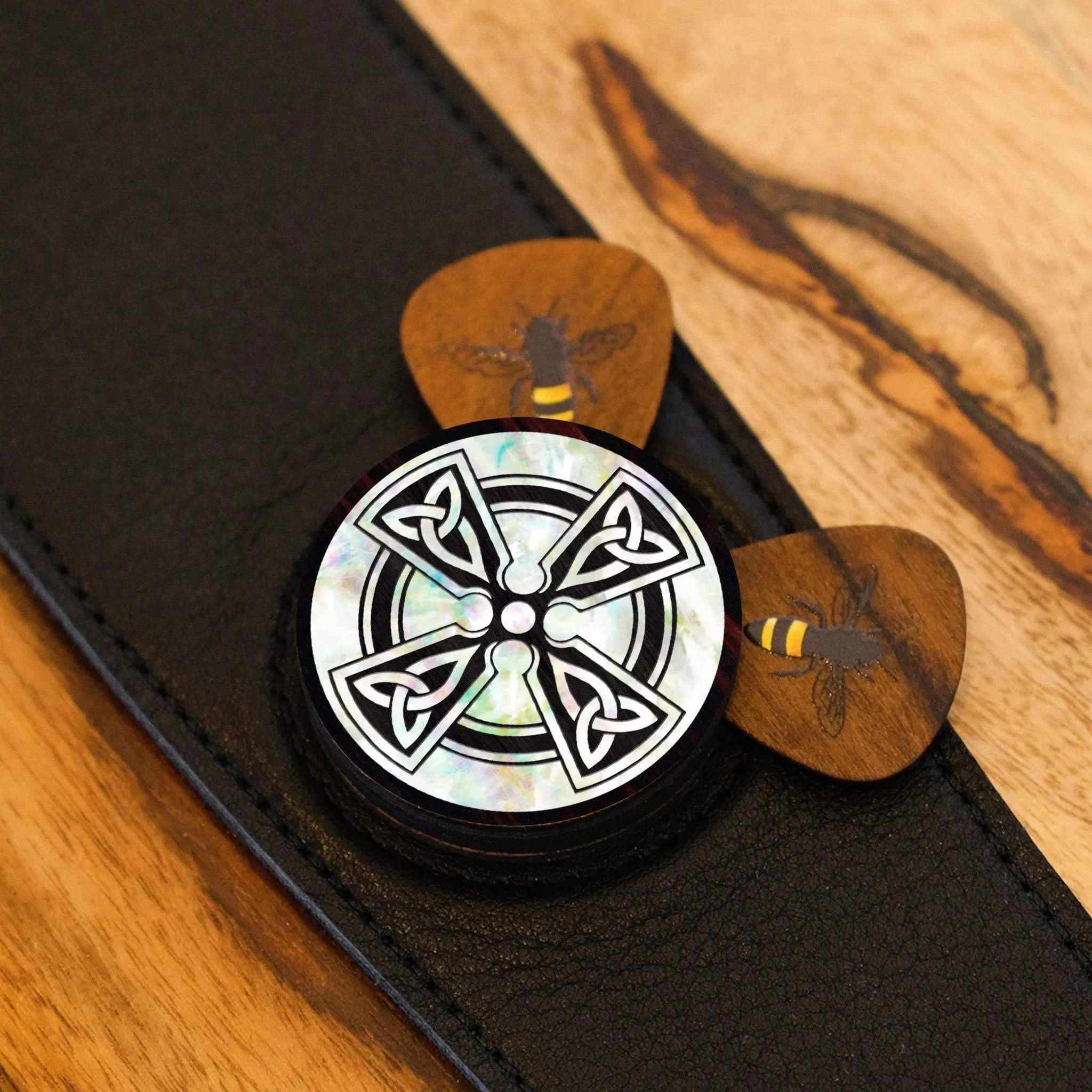 Pearl Celtic Cross | Pick Puck Integrated Leather Strap