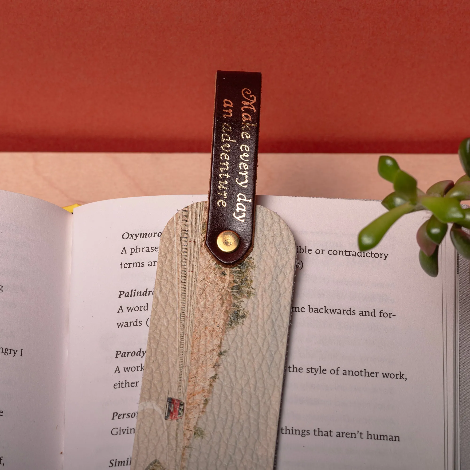 Personalized Leather Bookmark - Make Every Day An Adventure