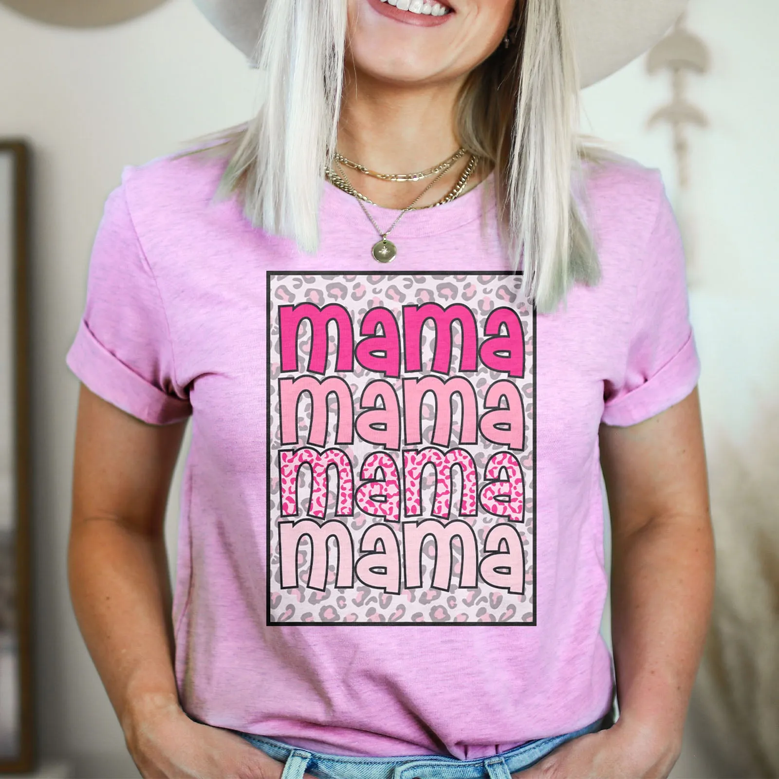 Pink Leopard Mama Tee