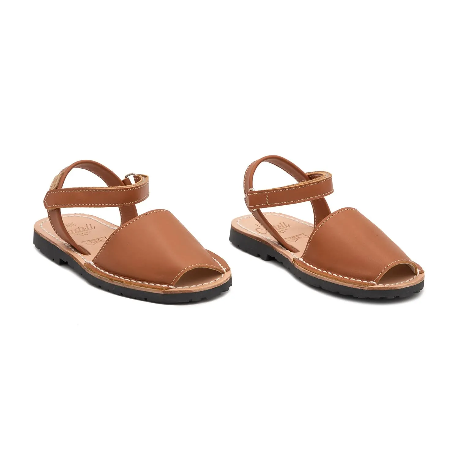 Plain Leather Menorcan Sandal For Kids - Iker 1002 Ciervo Piso