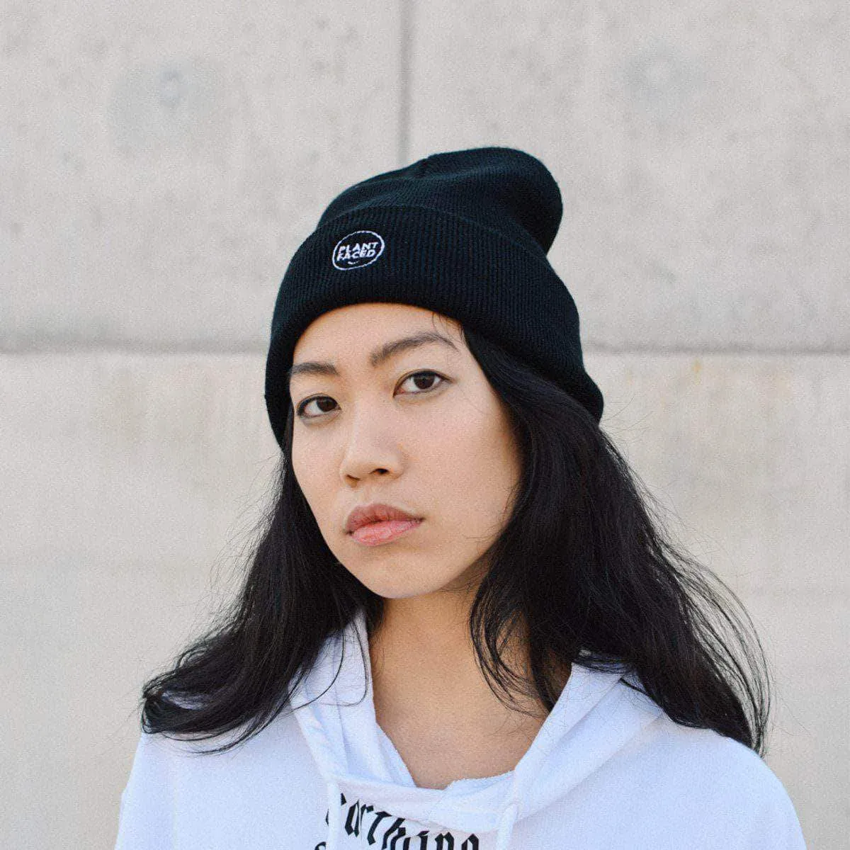 Plant Faced Beanie - Black