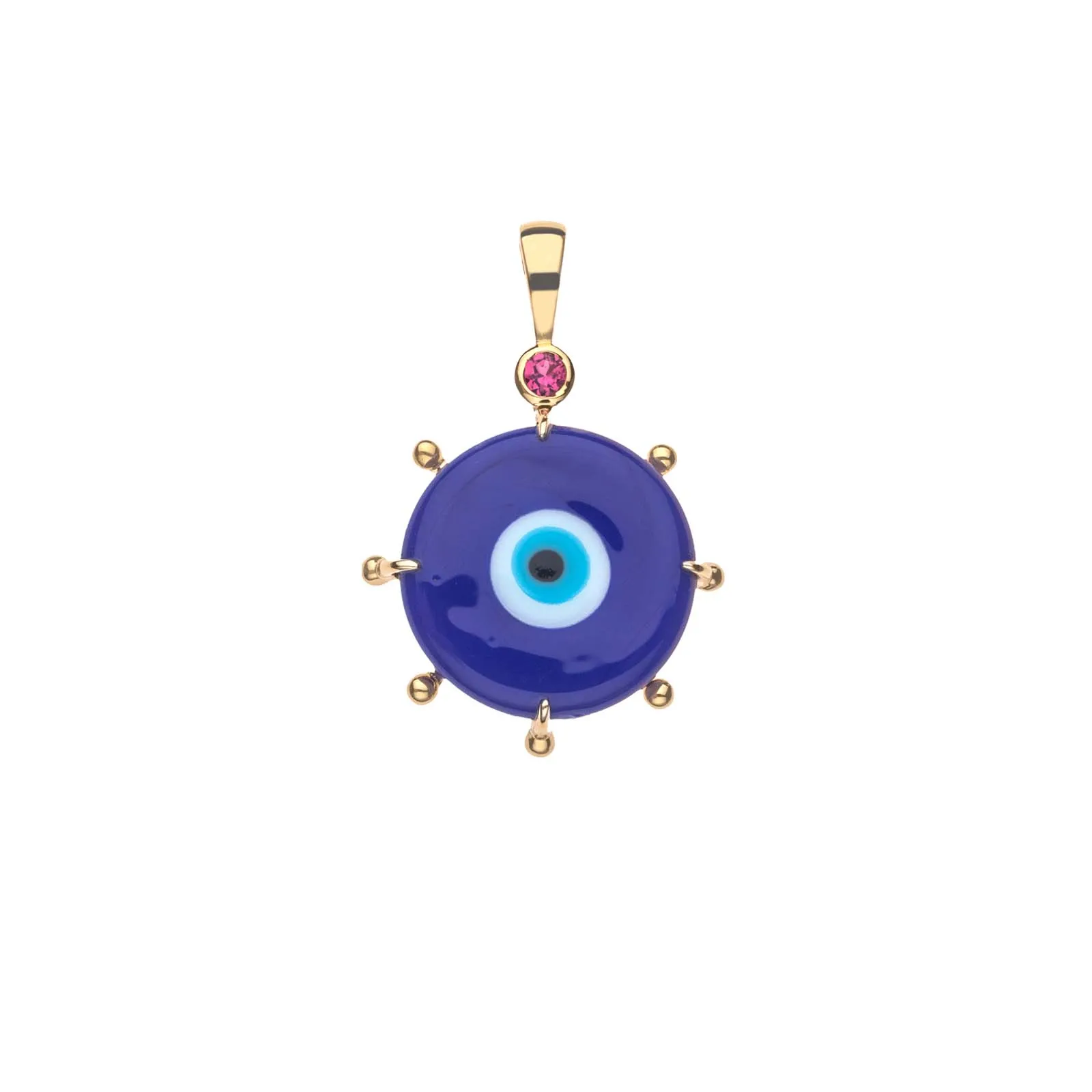 PROTECT Evil Eye Disk Pendant in Solid Gold