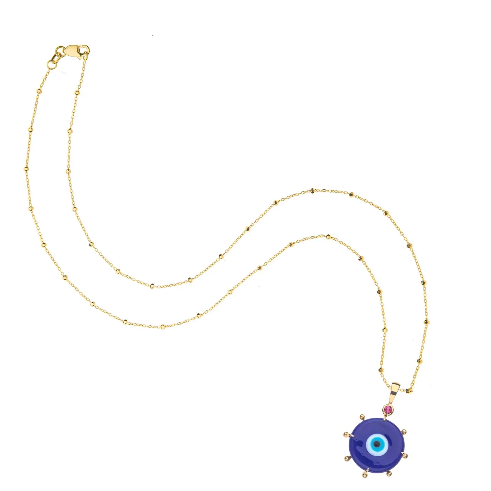 PROTECT Evil Eye Disk Pendant in Solid Gold