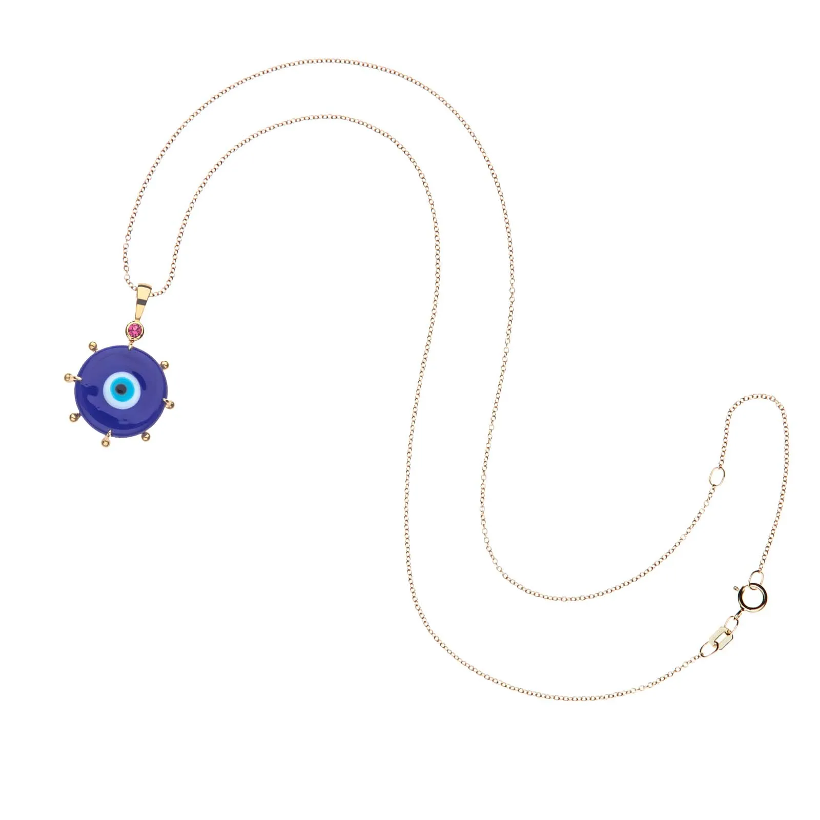 PROTECT Evil Eye Disk Pendant in Solid Gold