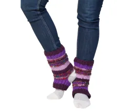 Purple Ankle Warmers, Fleece Lined, Hand Knit, wool, leg warmer, legwear, bohemia socks, boot cuffs,