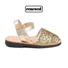 Renewed Glitter Leather Open Toe Menorcan Sandal For Kids - Iker 1002R Glitter