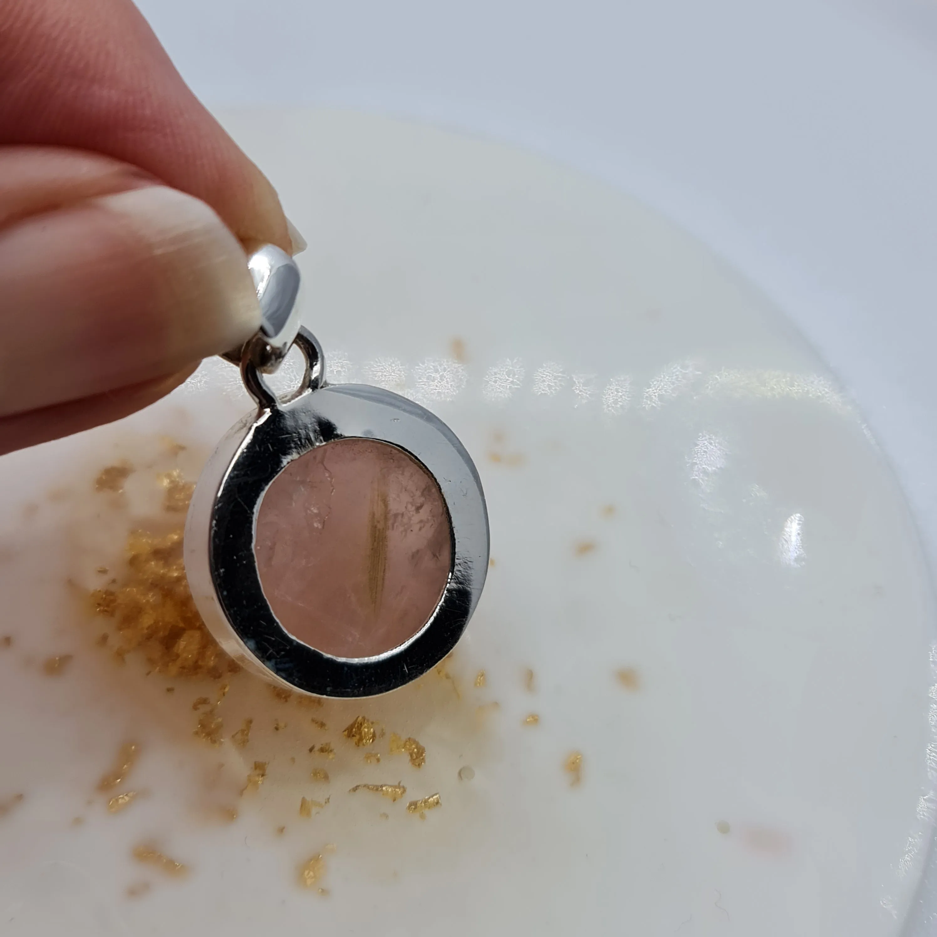 Rose Quartz round Stone pendant