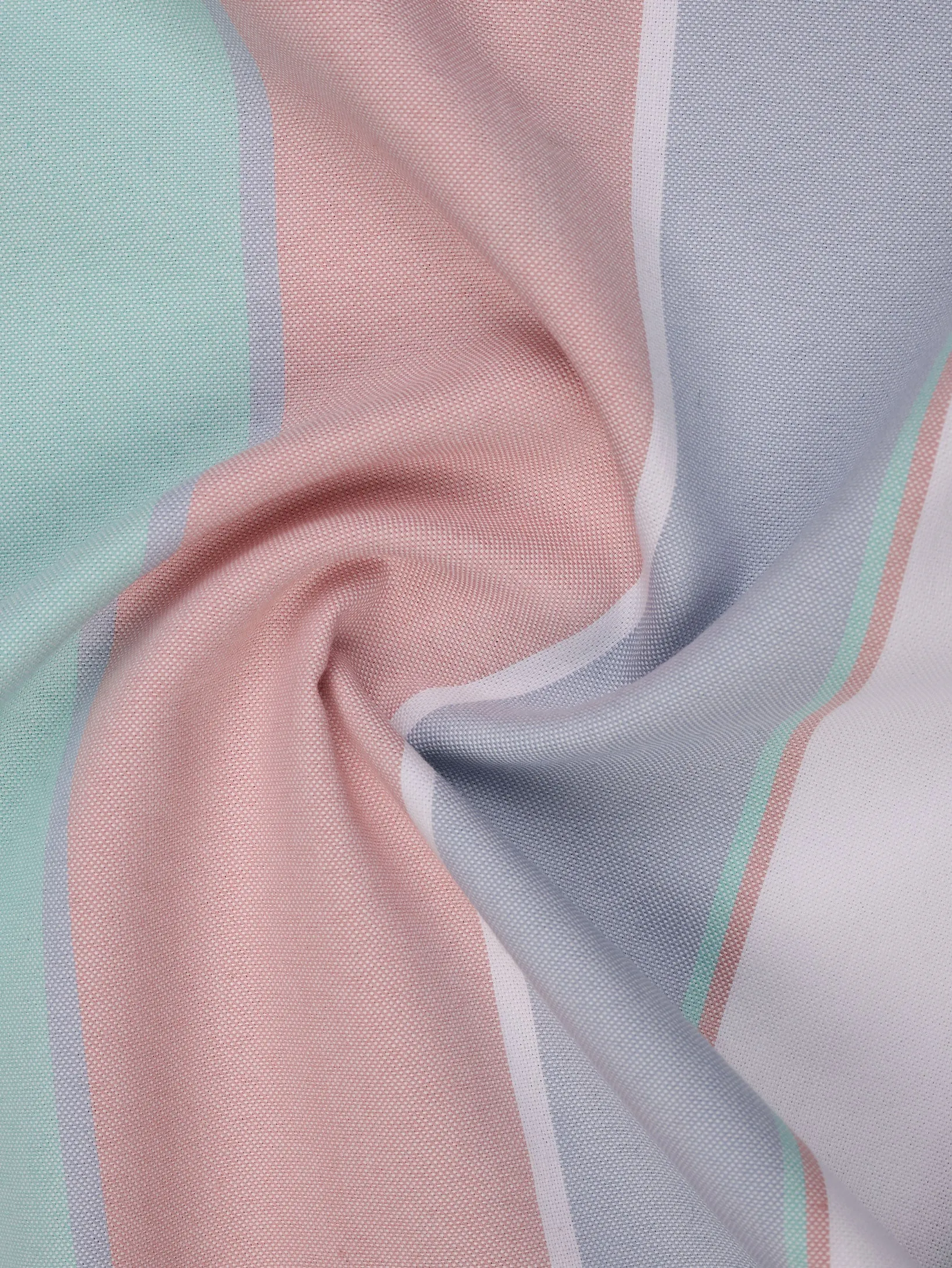 Sky,Pink & Sea Foam Green Striped Cotton Shirt