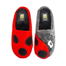 Slippers Mariquita Gris y Rojo