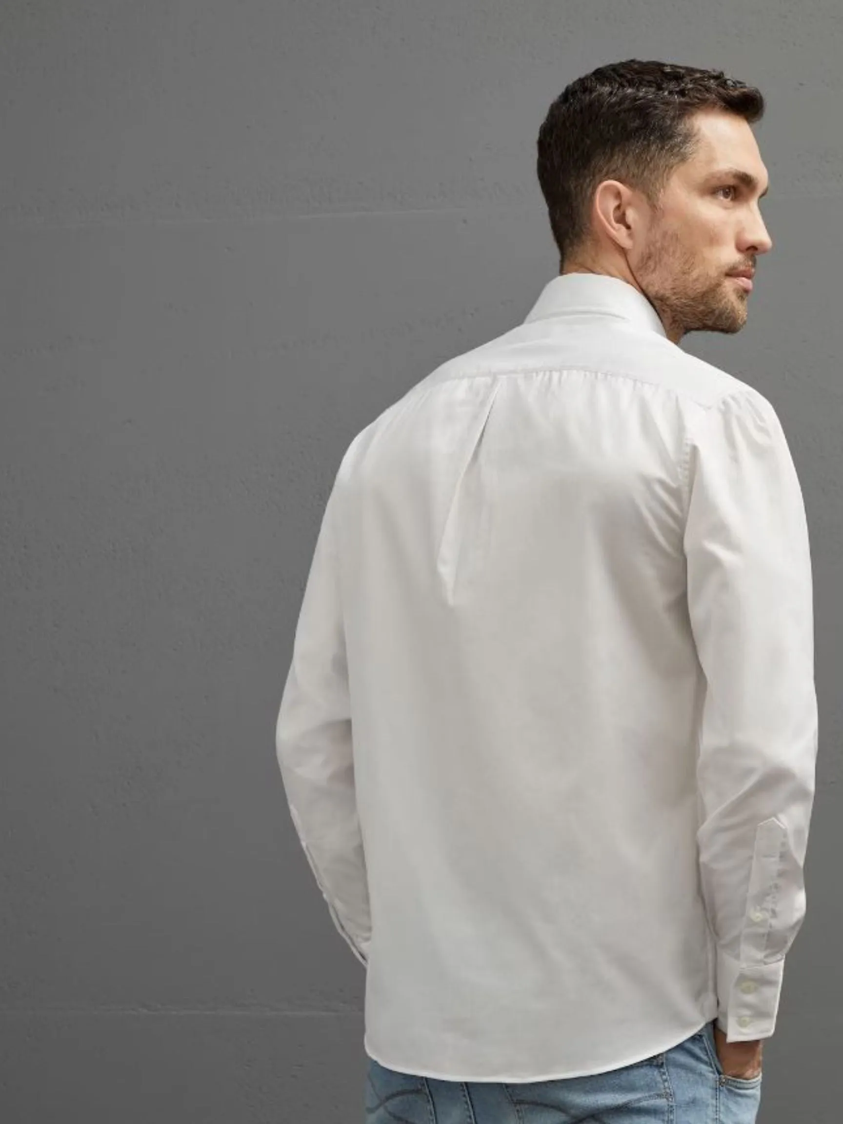 Spread Collar Cotton Sport Shirt | White